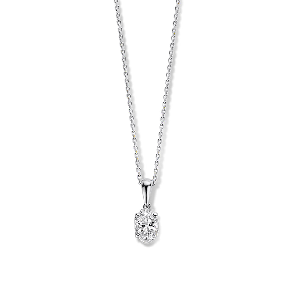 Aurore Franky ketting witgoud oval diamond