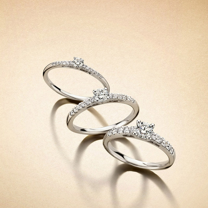 labdiamant ring met zijstenen