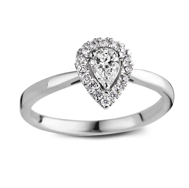 Pear shaped lab grown diamond ring