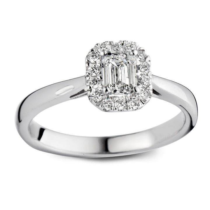 Emerald cut lab grown diamond ring